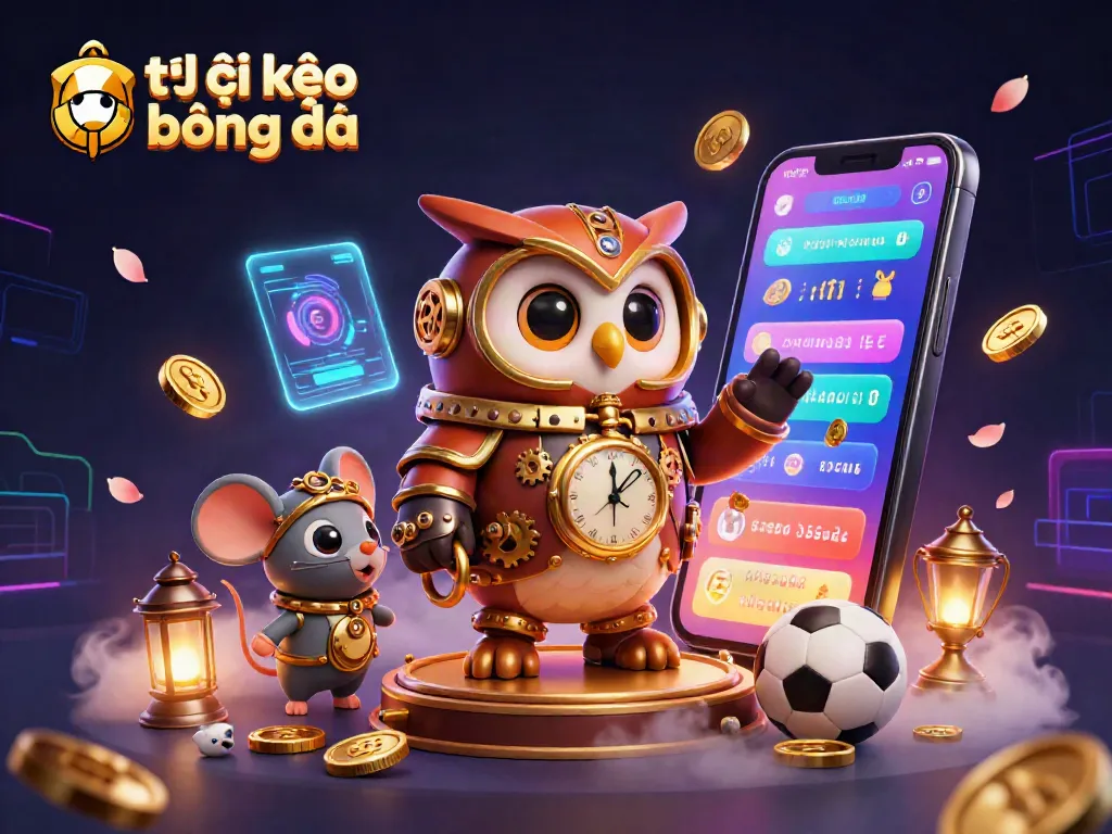 Engage in tỷ lệ kèo bóng đá betting dynamics through an energetic sports-themed illustration.