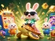 Play and win at tải sun win featuring a lucky rabbit and a golden turtle amidst a colorful casino scene.